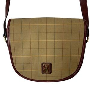 Burberry’s Vintage Ox Blood/Brown Leather & Early Multi-color Plaid Shoulder Bag